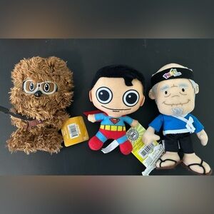 New plush toys lot of 3 star wars chewy/DC comics superman/fruit ninja halfbrick